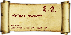 Rákai Norbert névjegykártya